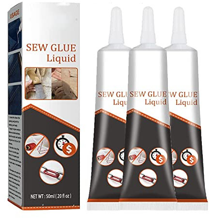 AAOCLO Colla per Cucito per Riparazioni di Tessuti, Colla per Cucito per Tessuti, Fluido Collante Istantaneo per Colla per Cucito, Fluido Collante Lavabile
