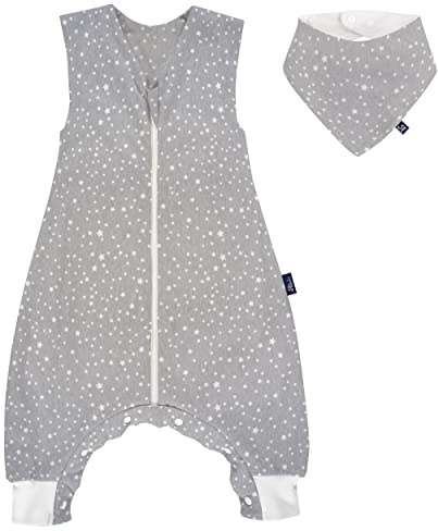 Alvi Sommer-Schlafsack mit Füßen/Sleep-Overall Light/Jumper + GRATIS Halstuch - Sternenhimmel - Gr. 90 cm
