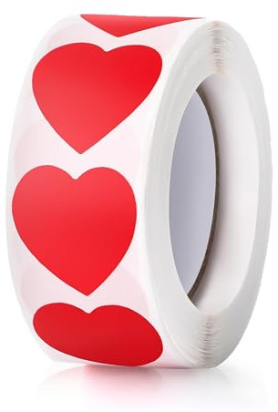 Imeepa 500PCS Red Heart Stickers, 1 Love Shape Labels for Valentine’s Day
