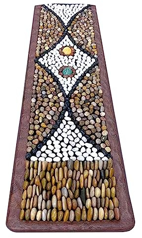 GRRICEPL Kieselstein Fuß Massage Kissen, Akupunktur Reflexion Massage-Kissen, Natürlich Jadestein Straße, Zuhause Shiatsu-Brett, Mit Dämpfender Auflage (Farbe : Multi-Colored-D, Größe : 55x200cm)