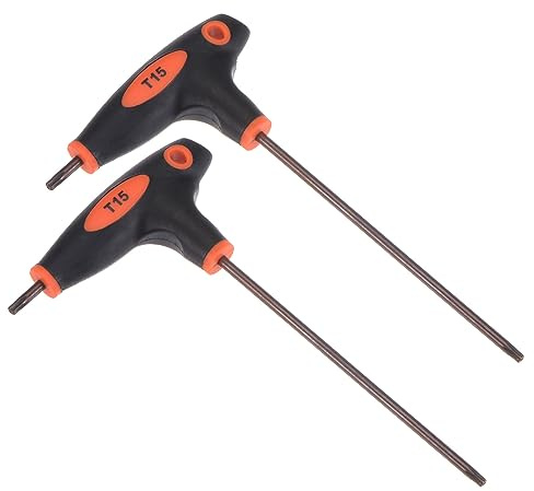 CoCud Manipulationssicherer Torx-Schlüssel T15 Torx S2 Stahl T-Handgriff Stern Schraubenschlüssel Schwarz - (Verwendung: für Grundlegende Hausreparaturen und Mechanische Wartung) 2Stk