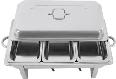 DSYOGX 9L Chafing Dish Lot de 3 Récipients Chauffants en Acier Inoxydable 9L Acier Inoxydable Pour Traiteur, Buffet et Fête