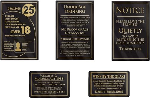 Essential Bar Licensing Sign Pack EBLPK Pack 5 Pcs 25ml Pub Restaurant Catering