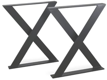 modern LOFT art Tischbeine Anthrazit - Metall X-Form - 2X Tischgestell Flachstahl 100x10 mm - DIY Tischkufen für Wohnzimmertisch, Esstisch - Breite 70 cm, Höhe 72 cm