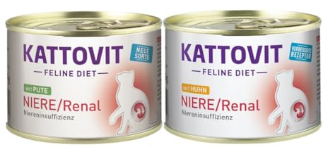 Kattovit Feline Diet Niere/Renal 12x 185g Huhn & Pute | Multipack | Zur Unterstützung der Nierenfunktion bei chronischer Niereninsuffizienz | Nassfutter für Katzen