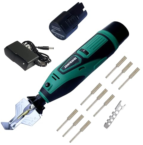 Cordless Chainsaw Sharpener,12V Electric Chainsaw Sharpener Tool with 2PSC Batteries,9 File Diamond Sharpening Wheels(3 Sizes),High Speed Chainsaw Chain Sharpener Kit with Titanium Plated Diamond Bits