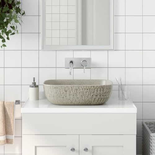 ZEYUAN Lavabo sobre encimera Rectangular cerámica Gris 48x37,5x13,5 cm, Fregadero, Lavabo Baño, Lavamanos Baño, Lavatorio Casa De Banho, Mueble Lavabo sobre Encimera - 155096