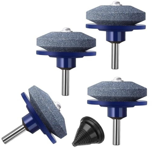 Herramientas para exteriores Juego de afilador de piedras for afilar cuchillas de cortacésped, herramienta de jardín for taladro, amoladora, piedra, cortacésped, cuchilla equilibradora, 4 Uds. Piezas
