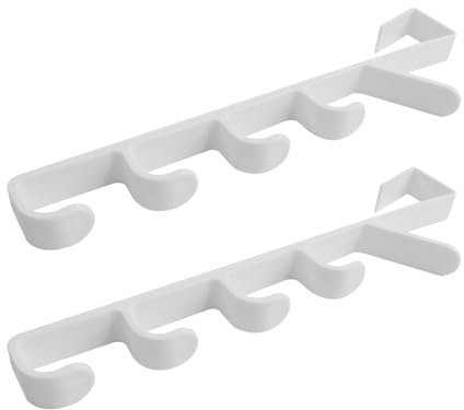 Ieron 10 Ganci sopra la Porta, portasciugamani Verticale sopra la Porta, Gancio sopra la Porta, appendino sopra la Porta, per appendini per Asciugamani e Vestiti, Bianco, Confezione da 2