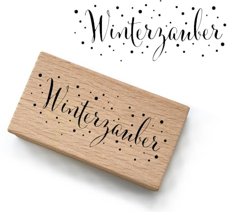 Weihnachtsstempel - Motiv: Winterzauber - Motivgröße 64x26 mm - PR033 - Motivstempel aus Holz & Gummi zum Karten basteln, Weihnachten Stempel
