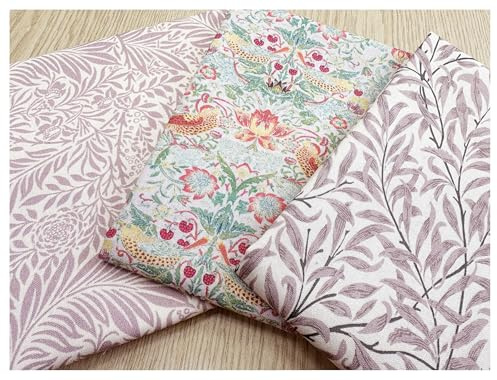 Fat Quarter Fabric Bundle - William Morris Rose Pink - Bird Floral Print Craft Fabric Material