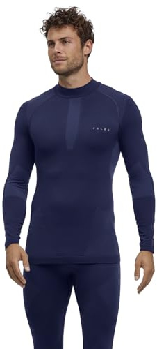 FALKE herr Baslager Ovandel Warm Turtleneck M L/s Sh funktionellt garn snabbtorkande 1 del, Blå Space Blue 6116, XXL