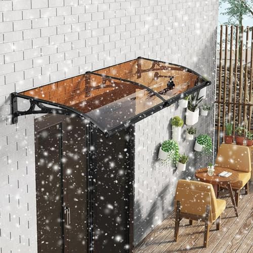 Markise für den Außenbereich, Polycarbonat, für Terrasse, Veranda und Deck, LSF 50+, Hohlblech, Außenüberdachung, 60 x 80 cm, Braun