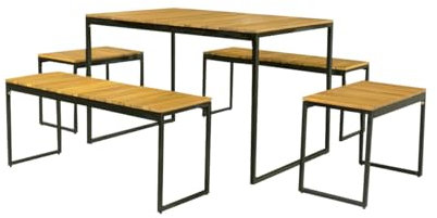 Primaster Bistro-Set Palma Aluminium/Holz Sitzgruppe Essgruppe Hocker Tisch