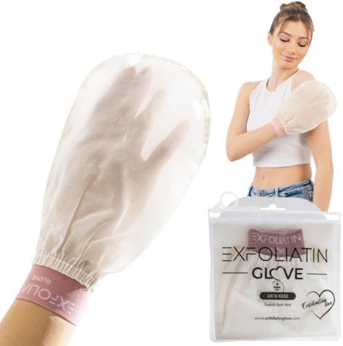 EXFOLIATIN GLOVE Premium türkischer Badehandschuh, traditioneller Hammam Kese Peeling-Handschuh, künstliche Bräune und abgestorbene Haut (für alle Hauttypen) (normale Haut)