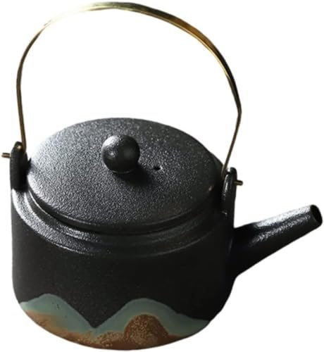 Théière japonaise en poterie noire Cafetière en céramique Théière en porcelaine Réchaud de camping Théière en céramique japonaise Théière en poterie noire Théière asiatique Théière à herbes avancée Of