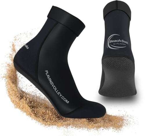 PLAVINS Beachsocks Chaussettes de plage design professionnel pour le sport sur la plage – beach-volley, football, tennis, Noir , L
