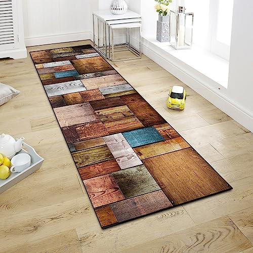WTHYGB Mattlöpare, hallmatta, kökslöpare, köksmattor, halkfri tvättbar sängmatta, för tvättstuga, 60 x 150 cm, träådring