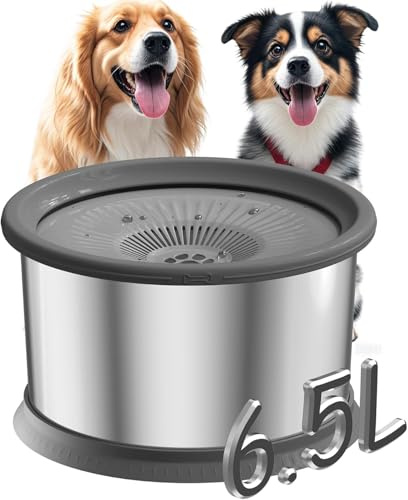 6,5L Hundenapf Grosse Hunde,Wassernapf Hund Ohne Sabbern, Trinknapf Hund, Wassernapf für Mittelgroße/Große Hunde(grau, 6.5L)