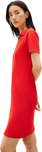 Tommy Hilfiger Dam Slim Open Nk Poloklänning Ss Ww0Ww42567, Orange, L