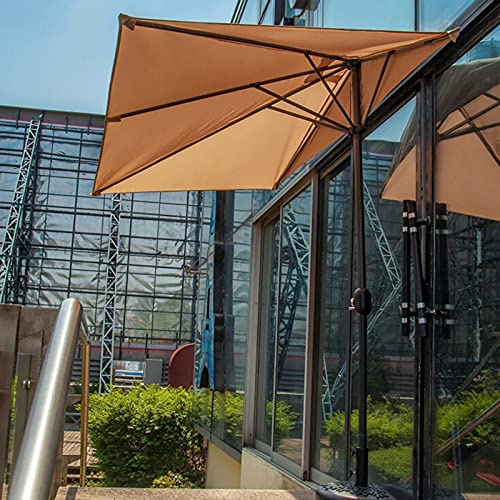 Parasol rectangulaire de 2,5 m avec protection UV UPF 50+, auvent inclinable et réglable avec revêtement en PA pour jardin, terrasse et balcon, marron clair