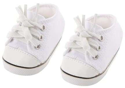Hperu Babypuppenschuhe, 1 Paar weiße, lässige Skateboard-Schuhe für 18-Zoll-Puppen – realistisches Schuhzubehör zum Spielen und Schenken von Kinderpuppen