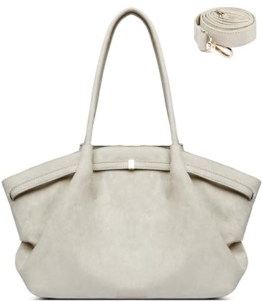 Makukke Damen Handtasche Shopper Groß in Faux Wildleder – 3-in-1 Schultertasche & Hobo Bag – Elegante Tote Bag für Uni, Büro & Alltag (Beige)