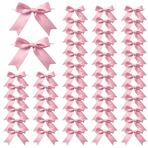 MORSUNBELA Schleifen Deko Geschenkschleifen klein Schleife Altrosa | Kleine Satin Geschenkschleifen als Schleifen Deko für Weihnachten,Hochzeiten,Geburtstage und festliche Geschenkverpackungen
