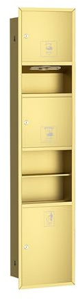KAXLDHH Portarrollos de Papel Higiénico Empotrable con Papelera Integrada, Hornacina de Baño en Acero Inoxidable 304 con Cerradura de Seguridad, Dispensador de Toallas(Gold,160x36x16.5cm)