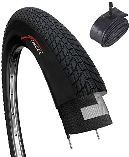 Fincci Bike 20 x 1.75 Tyre - Set Tyre 20 with 1x 20-Inch Schrader Inner Tube, Tire 47-406 for Kids, Teenagers and Adults - Pack for BMX, Tricycle, City, Road, MTB, Folding and Electric Bicycles