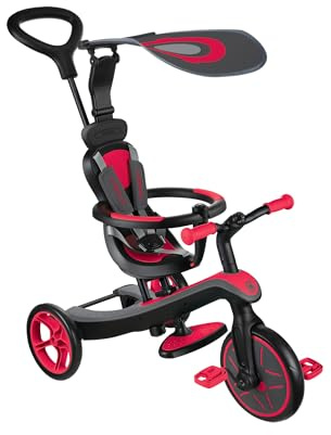 Globber - EXPLORER TRIKE 4in1 - Triciclo & balance bike tutto-in-uno per bambini da 10m + a 5 anni + , Rosso