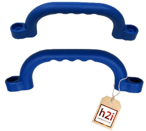 h2i Haltegriffe für Spielturm & Klettergerüst – 2 Kinder Handgriffe aus stabilem HDPE Kunststoff, wetterfest, inkl. Schrauben, für Stelzenhaus & Hochbett - blau