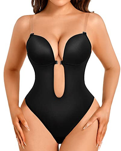 Decorus Shapewear Bodysuit, Backless Body Shaper, Comfortable Shapewear for Women Tummy Control, Open Adjustable Crotch, with Extra Sturdy Straps for Wedding Party Club Daily（Black M）