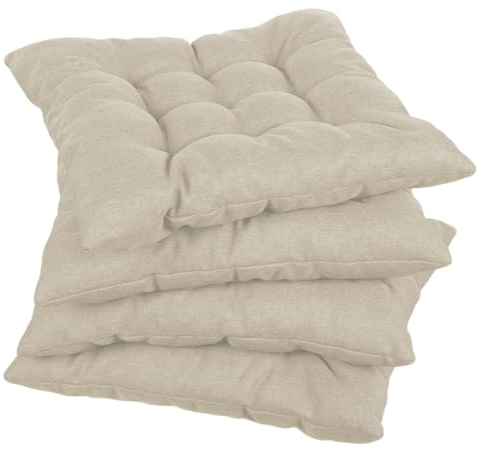 Gutekissen® Stuhlkissen gesteppt Quadrat Polsterauflage Auflage für Stühle/Bänke für Haus und Garten Sitzauflage Gartenkissen Sitzkissen viele Farben (45x45, Creme, 4)
