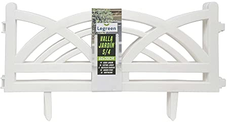 THE SECRET HOME - Valla para Jardín a Piezas – Set de 4 Piezas – Alto. 30 cm x Largo. 60 cm - Color Blanco - Decoración y Protección para Jardín, Piscina, Terraza – Modelo 3