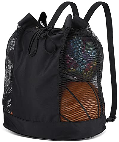 Brynnl Extra Ball Bag,Large Mesh Equipment Bag Black, Soccer Ball Bag with Adjustable Shoulder Strap,600D Oxford Cloth mesh sports bag for Holding Soccer/Football/Volleyball(Holds 5 Soccer Balls)