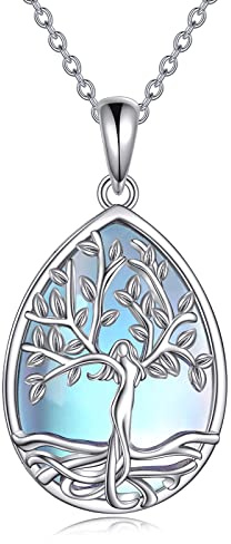 VONALA Baum des Lebens Halskette 925 Sterling Silber Mondstein Anhänger Kette Schmuck Geschenke für Damen