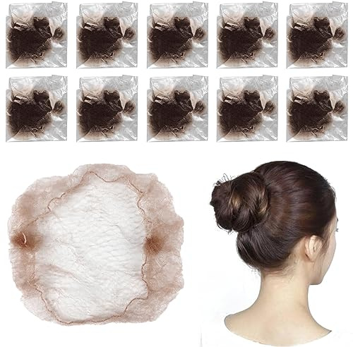 10 Pcs Invisible Hair Nets for Catering, Elastic Edge Mesh Hair Bun Nets for Girls, Women (10 Pcs, Brown)