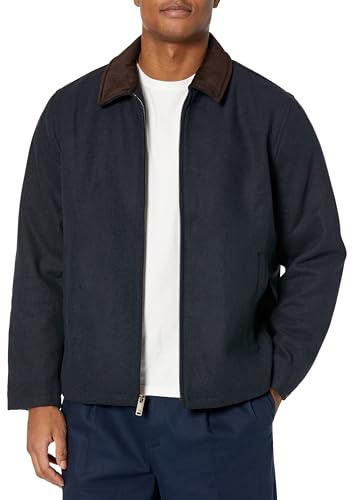 Dockers Men's Wool Blend Open Bottom Jacket with Quilted Bib, Navy (Without Bib), Small