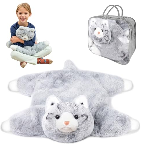 Couverture Lestée Pour Enfants | Calme Et Réconfortant | Animaux Lestés | Peluche Lestée Lestés Sensoriels | Couverture Troubles Sensoriels | Aide Avec Autisme, TDAH, Anxiété, Stress | Cat | 2 Kg