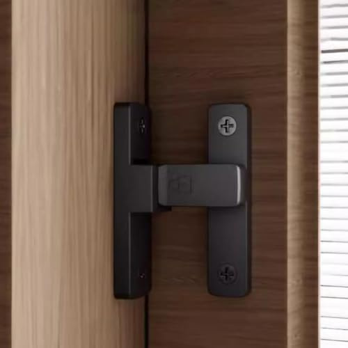 KAFENDA Serrure de porte spéciale à boulon en acier inoxydable 90°, serrure à angle droit, serrure de porte à rabat, boucle de porte arquée, serrure de porte de clôture en bois (Glow Black)