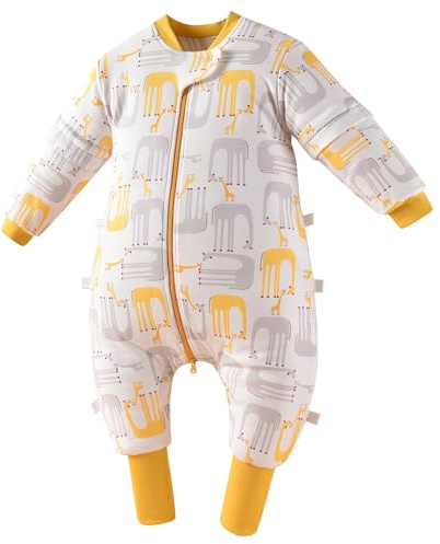 Chilsuessy Baby Schlafsack mit Beinen Warm gefüttert Winter Langarm Winterschlafsack mit Füssen Baby Schlafsack mit Füßen, Elefant/2.5 Tog, 80cm/Baby Höhe 85-95cm