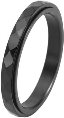 Whoiy 3MM Verlobungsringe Verlobungsringe Gravur, Poliert Anti-Angst Spinner Ringe Eheringe Edelstahl Schwarz Ring Damen Größe 67 (21.3)