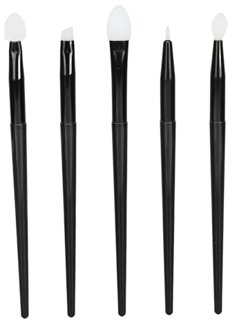 Sonew 5 Pièces Pinceaux de Maquillage en Silicone, Applicateur de Maquillage Portable pour Ombre à Paupières Sourcils Lèvres Eyeliner Outils de Maquillage pour les Yeux pour Salon Maison
