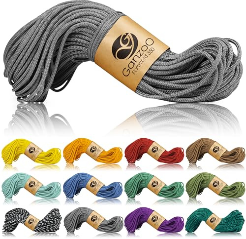 Ganzoo Paracord 350 Seil, Nylon Polyester, 2,5mm, Typ 1, 30m Outdoor Schnur, Allzweckseil, Takelung für Armband, Hundehalsband, Hundeleine Knüpfen, Camping Survival
