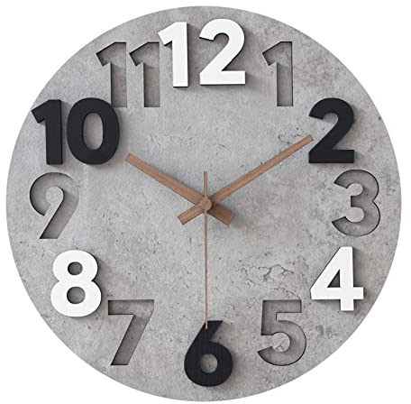 Stellarize Wanduhr Ohne Tickgeräusche Modern Holz 3D Küchenuhr für Wohnzimmer Kinderzimmer Büro (30 cm)