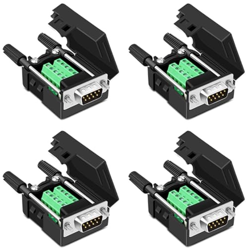Willwewon 4PCS RS232 D-SUB DB9 männlicher lötloser Breakout-Stecker | seriell zu 9-poligem, Port-Klemmenadapter-Breakout-Board, mit Fall Lange Bolzen Endrohr