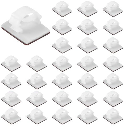 Joynine Fermacavi da Parete, Confezione da 30 Clip Fermacavi Adesivi con Forte Adesivo, Fermacavi Elettrici per La Gestione di Cavi in Fibra Ottica e Altro, Finisher Wire Clamp, Clip Cavi