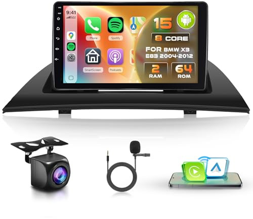 Inefala 8 Core 2+64GB Radio per BMW X3 E83 2004-2012 Android 15 con Wireless CarPlay Android Auto, 9 Pollici Stereo Touch Soporta Bluetooth WIFI 59UI 32 EQ DSP GPS Comandi al Volante