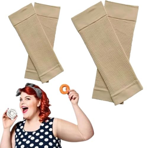 WIKEXINGLONGER 2 paia di manicotti snellenti per braccia, aderenti, aderenti, per cosce, per bruciare i grassi, per la perdita di grasso, colore della pelle, L